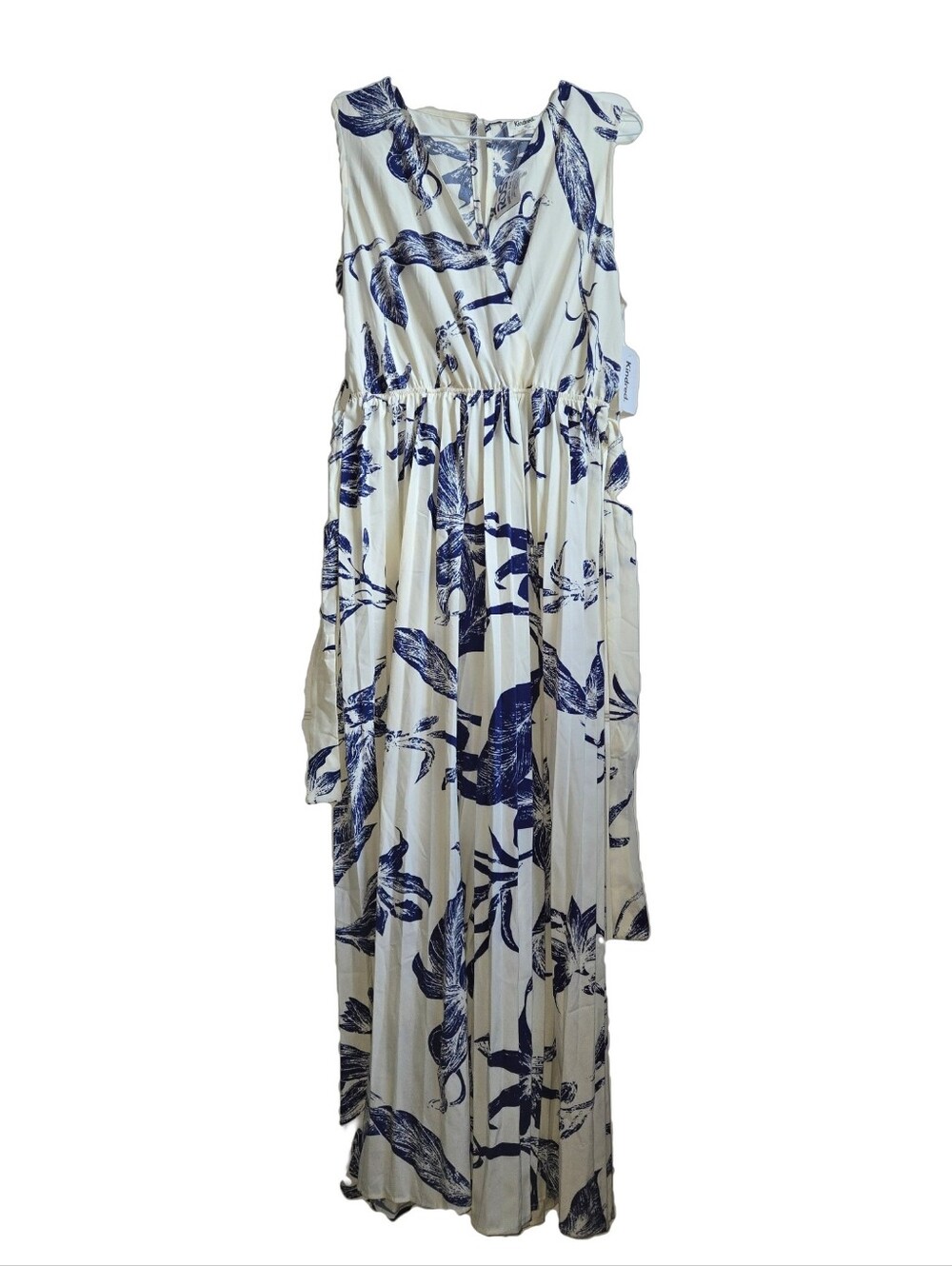 Kindred Sleeveless Cream Maxi Romper with Navy Floral Print